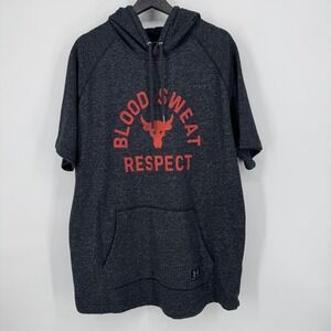 Under Armour Project Rock Short Sleeve Hoodie Mens 2XL Sweatshirt Gray